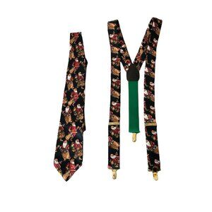 Suspenders Neck Tie Christmas Holiday Santa Red Navy Camden Court Church Workwea